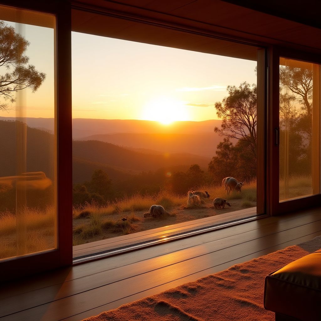 Luxury eco-lodge overlooking Australian landscape