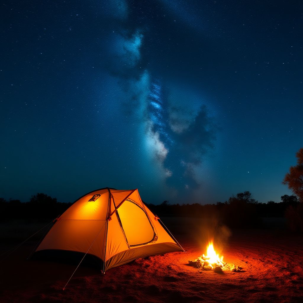 Camping under stars in the outback