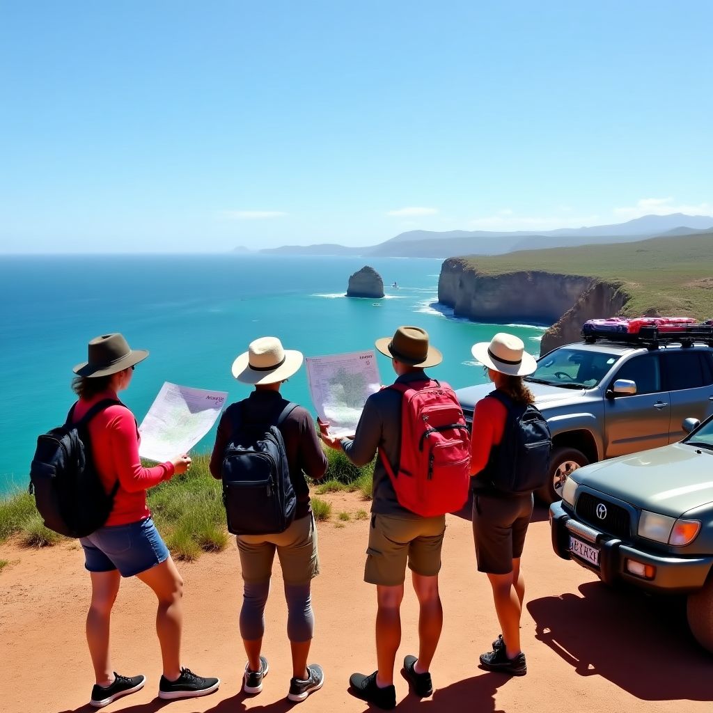 Aussie Road Trips team members standing by scenic lookout