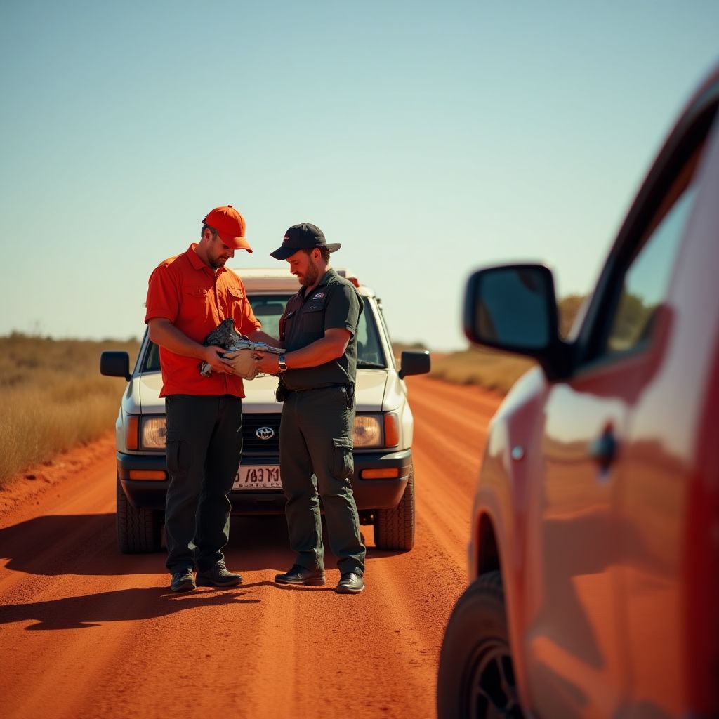 Roadside assistance helping travelers in remote area