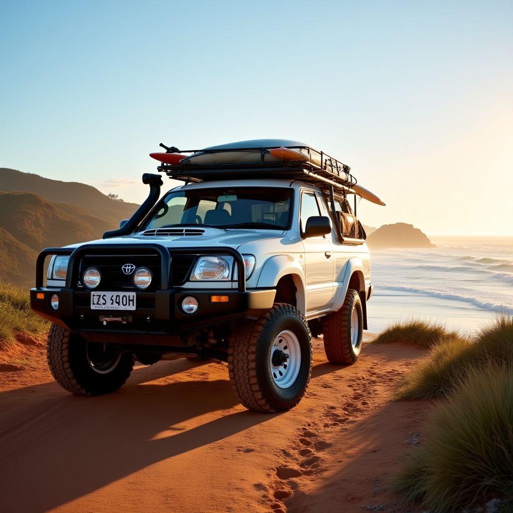 4WD vehicle parked at scenic lookout